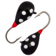 Мормышка CONDOR вольфрамовая, капля с ушком, d 3,0 мм, вес 0,5 гр, обмазка черная с точками