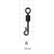 Вертлюг Akara Quick Snap Swivel № 6 16 кг с карабином (6 шт.)