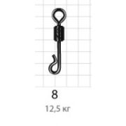 Вертлюг Akara Quick Snap Swivel № 8 12,5 кг с карабином (6 шт.)