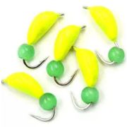 Мормышка безнасадочная ЯМАН «Банан» желтый, d-3 мм, вес 0,5 г, кошачий глаз зеленый