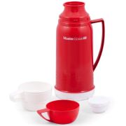 Термос Master House Венеция стеклянная колба/пластик узкое горло 1,6л. чашки 2шт, красный 60331