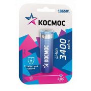 Аккумулятор КОСМОС 18650 Li-ion 3400mAh 3.7V BL1 с защитой KOC18650Li-ion34UBL1