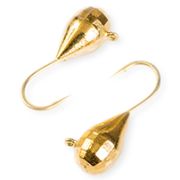 Мормышка вольф. W Spider Капля с ушком мелкая грань гальваника 4,0мм, цв. GO