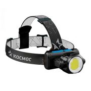 Фонарь налобный КОСМОС KOCH5WLi-On (лит.акк.3,7V1,2Ah) 1св/д XPE 3W+COB 5W,240lm+300lm з/у micro USB
