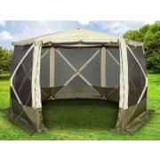 Шатер СЛЕДОПЫТ быстросборный, h-2,25 м, S по полу-9.3 кв.м (3,35х3,85 м) цв. олива