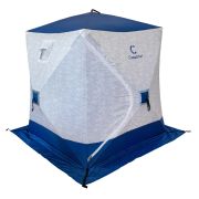 Палатка СЛЕДОПЫТ зимняя куб 1,5*1,5м, Oxford 210D PU 1000, S по полу 2,2кв.м, цв. бело-синий