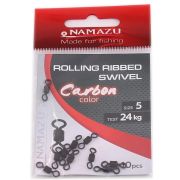 Вертлюг Namazu Pro ROLLING RIBBED SWIVEL, латунь, цв.Carbon, р. 5, test-24 кг (уп.10 шт)