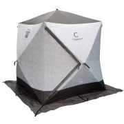 Палатка СЛЕДОПЫТ «Premium» зимняя куб 1,8*1,8 м, S по полу 3,2 кв.м,3 слоя, Arctic Camo/Серый