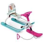 Снегокат Nika-Twiny TW1+3M со спинкой (рама белый (с медвежатами), пласт.розовый/мятный)