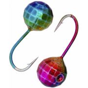 Мормышка CONDOR вольфрамовая, Шар фигурный с отверстием d 5,0 мм, вес 1,18 гр, радужный