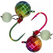 Мормышка CONDOR вольфрамовая, Шар фигурный с ушком d 4,0мм, вес 0,58гр, безмотылка радужный Кошачий